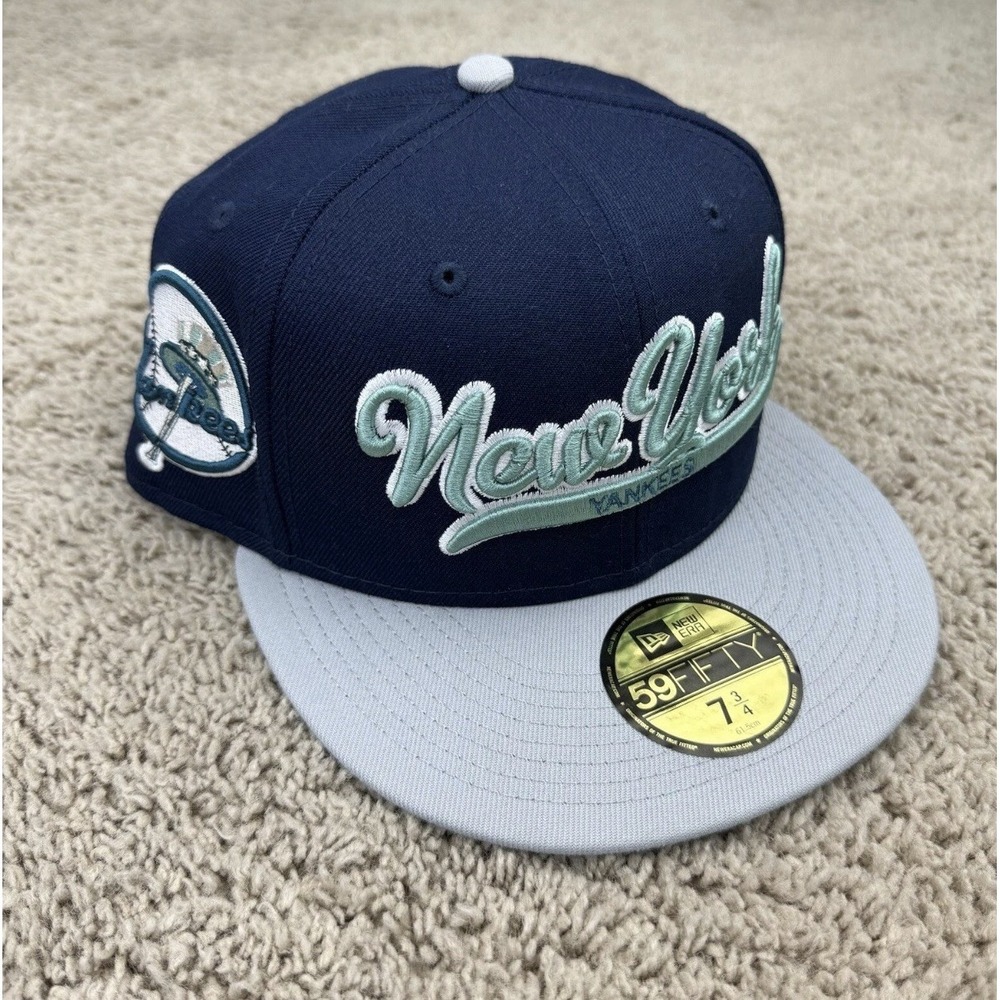 NY Yankees Hat New Era 59Fifty Ocean Storm Logo Mint Underlay Size 7 3/4 Cap NWT